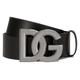 Dolce & Gabbana Lux Leather Crossover DG Logo Buckle Belt Black