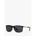 Emporio Armani EA4058 Men's Rectangular Sunglasses, Midnight/Black