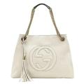 Gucci Soho Pebbled Chain Hobo Bag Medium White