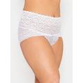 Yours Hi Shine Lace Deep Waist Full Brief, White, Size 26-28, Women