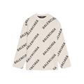 Balenciaga Allover Logo Crewneck White