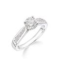 Love DIAMOND 18ct White Gold Claw Set 70 Point Diamond Ring with Diamond Set Shoulders, One Colour, Size M, Women