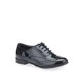 Start-rite Girls Matilda Patent Leather Lace Up Brogue School Shoes - Black, Black Patent, Size 1.5 Older