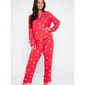 Pour Moi Luxe Woven Twill Pyjama Set - Red, Red, Size 12, Women