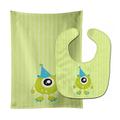 Caroline's Treasures Carolines Treasures BB9102STBU Birthday Monster Hat Baby Bib & Burp Cloth Multicolored 11 x 18"