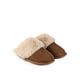 TOTES Isotoner Ladies Mule Slipper With Fur Cuff - Light Brown, Light Brown, Size 6, Women