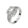 Moissanite 18 Carat White Gold 185 Points Cushion Set Ring With Stone Set Shoulders, Size Z, Women