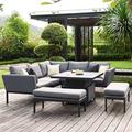 Maze Rattan Pulse Square Corner Dining Set with Rising Table and Free Winter Cover -