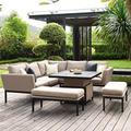 Maze Rattan Pulse Square Corner Dining Set with Rising Table and Free Winter Cover -