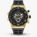 Guess Mens Exposure Gold Plated Black Dial Chronograph Watch GW0325G1