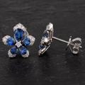 Second Hand 14ct White Gold 2.14ct Sapphire & 0.30ct Diamond Flower Stud Earrings 4317287