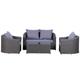 Outsunny Rattan Garden Furniture Set 4-seater Sofa Set Coffee Table Single Chair Bench Aluminium Frame Fully-assembly, Grey