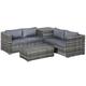 Outsunny 6PC Rattan Corner Sofa Set Wicker 4 Seater Garden Storage Coffee Table Conversation Ottoman Outdoor Weave Furniture w/ Cushion Grey