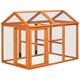 PawHut Chicken Run Coop, Wooden Chicken House for 1-3 Chickens, Hen House Duck Pen Outdoor w/ Combinable Design, Orange