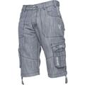 Enzo Mens Cargo Combat Denim Shorts - Grey Cotton - Size 30 (Waist)