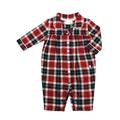 Mini Vanilla Baby Girls Christmas Check All-In-One Pyjamas - Red Cotton - Size 3-6M