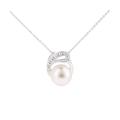 Diamant L'Eternel Womens 9ct White Gold, 0.01ct Diamond with Cultured pearl Pendant - One Size