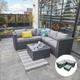 Outdoor Rattan Garden Furniture Vancouver 5 Seater Corner Sofa Patio Set With Raincover Black - black