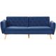 Modern Upholstered Sofa Bed Velvet Convertible Couch Buttoned Navy Blue Bardu - Blue