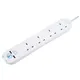 Masterplug White 4 Socket Extension Lead With Usb, 1M