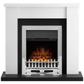 Adam Solus Pure White & Black Chrome Effect Led Electric Fire Suite