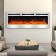 Led Electric Wall Mounted Fireplace Recessed Fire Heater 12 Flames With Remote, Silver 36inch