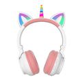 LED Kid Girl Cute Cat Ears Unicorn Luminous Wireless Headphone, White