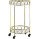 Kitchen Trolley Wheeled Bar Cart Glamour Style Terrazzo Effect Top Gold Shafter - White