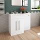 Elegant - 1100 Bathroom Vanity Units with Basin l Shape Left Hand High Gloss White Vanity Sink Units + Vitreous Resin Basin + Concealed Cisterm,