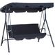 Outsunny Outdoor Metal Hammock Swing Chair 3-Seater Patio Bench Garden Black