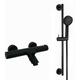 Enki - Dune, BBT0214, Matte Black, Thermostatic Wall Mounted Bath Shower Mixer Valve with Shower Head, Hose & Rail, Solid Brass, Anti-Scald Device,