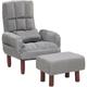 Beliani - Reclining Fabric Armchair and Ottoman Set Grey Upholstery Wooden Legs Oland - Brown