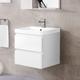 NRG - Wall Hung 2 Drawer Vanity Unit Basin Bathroom Storage Furniture 600mm Gloss White