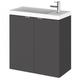 Fuji 50cm Wall Hung Vanity Unit With Basin In Gloss Grey