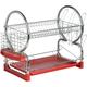 Premier Housewares - 2 Tier Dish Drainer with Red Plastic Tray