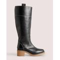 Crepe Sole Knee High Boots Black Women Boden, Black Leather