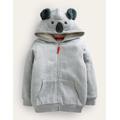 Shaggy-Lined Animal Hoodie Grey Girls Boden, Grey Marl Koala