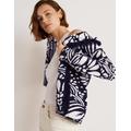 Fringed Jacquard Knit Jacket Navy Women Boden, Navy, Oriental Diamond