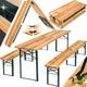 Folding wooden picnic set 2 benches, 1 table - bench table, dining table and bench set, dining set with bench - brown