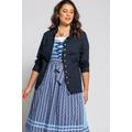 Plus Size Piped Accent Linen Blend Janker Jacket, Woman, blue, size: 36, linen/cotton, Ulla Popken