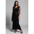 Plus Size Beaded Sequin Design Crepe Event Maxi Dress, Woman, black, size: 28, polyester, Ulla Popken