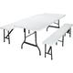 Casaria - Malmö 3Pc Garden Trestle Table & Bench Set 180cm Foldable Outdoor Furniture Plastic Top w/Steel Frame Picnics bbq Parties Portable