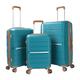 CHARKHAH Hard Shell Suitcase Carry On Travel Trolley Bag Cabin Case PP Lightweight Luggage Sets with TSA Lock & 4 Spinner Wheels Flight Approved MLP-02 (Teal Green, 3 Piece Set 20" + 24" + 28")