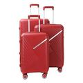 ROOEE Hard Shell Carry-Ons Lightweight Suitcase Cabin Luggage Set PP Flight Approved 4 Muted Spinner Wheels Trolley Cases with TSA Combination Lock MLP-01 (Red, 3 Piece Set 20" + 24" + 28")