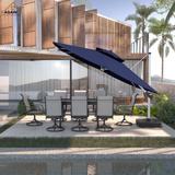 11FT Patio Umbrella Outdoor Square Double Top Umbrella with LED Light(without Umbrella Base)