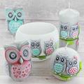 Owl Figure, Owls Couple Ball, Pillar, Tea Light Candles