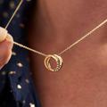 Personalised 9ct Gold Mini Two Ring Russian Necklace, Gold