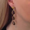 Smoky Topaz Earrings Three Teardrop Cascade Earrings