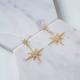 Petite Star Burst Drop Earring Gold Plated Silver, Silver