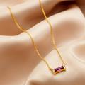 Baguette Birthstone Necklace In 18 Carat Gold Vermeil, Gold